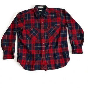 Arrow Dove Vintage‎ Red Long Sleeves Checkered Button Down Flannel Large
